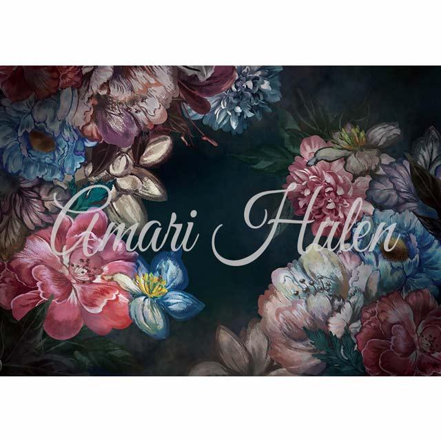 Allenjoy Floral Deep Blue Photography Backdrop Designed by Amari Hulen - Allenjoystudio