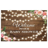 Allenjoy Floral Wooden Bokeh Light Backdrop for Baby Shower