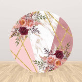 Allenjoy Flower Marvel Pink  Round Backdrop for Wedding Bridal Shower