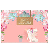 Allenjoy Flowers Cute Rabbit  Pink Background Backdrop for Baby Shower