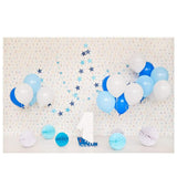 Allenjoy 1st Birthday Blue and White Balloons Alphabet Wall Backdrop