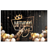 Allenjoy Black Light Golden Crown Star Balloon Birthday Backdrop - Allenjoystudio