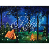 Allenjoy Galaxy Tent Forest Bonfire Backdrop Hand-Painted for Children Minisession - Allenjoystudio