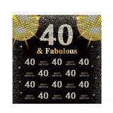 Allenjoy 40th Birthday Step and Repeat Black and Glitter Custom Backdrop
