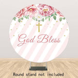 Allenjoy God Bless Pink Round Backdrop for  Baptism - Allenjoystudio