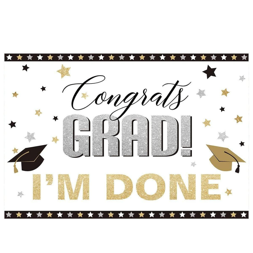 Allenjoy Gongrats Grad I'M DONE Little Star Graduation Backdrop ...
