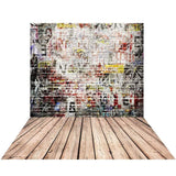 Allenjoy Graffiti Background Letters Cool Brick Wall Wood Floor for Photography Studio