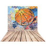 Allenjoy Graffiti Basketball  Brick Walls Wood Floor Backdrop