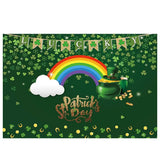 Allenjoy Green Clover Lucky Flag Rainbow ST.Patrick's Day Backdrop