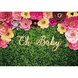 Allenjoy Green Grass Floral Backdrop Oh Baby Background