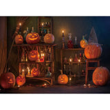 Allenjoy Halloween Pumpkin Broom in Witch House Backdrop for Kids