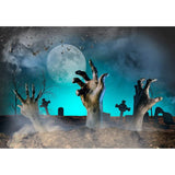 Allenjoy Halloween Moon Hand Sticking Out of Ground Grave Backdrop