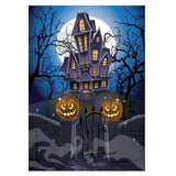Allenjoy Halloween Haunted House Pumpkin Moon Horrible Backdrop - Allenjoystudio