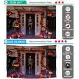Allenjoy Halloween White House Pumpkin Skeleton Backdrop - Allenjoystudio