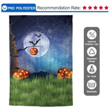Allenjoy Halloween Pumpkin Lantern on the Grass Fullmoon Spirewide Bats Backdrop - Allenjoystudio