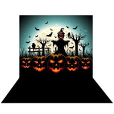 Allenjoy Halloween Pumpkin Lantern Scarecrow Bats Raven Night Moon Backdrop