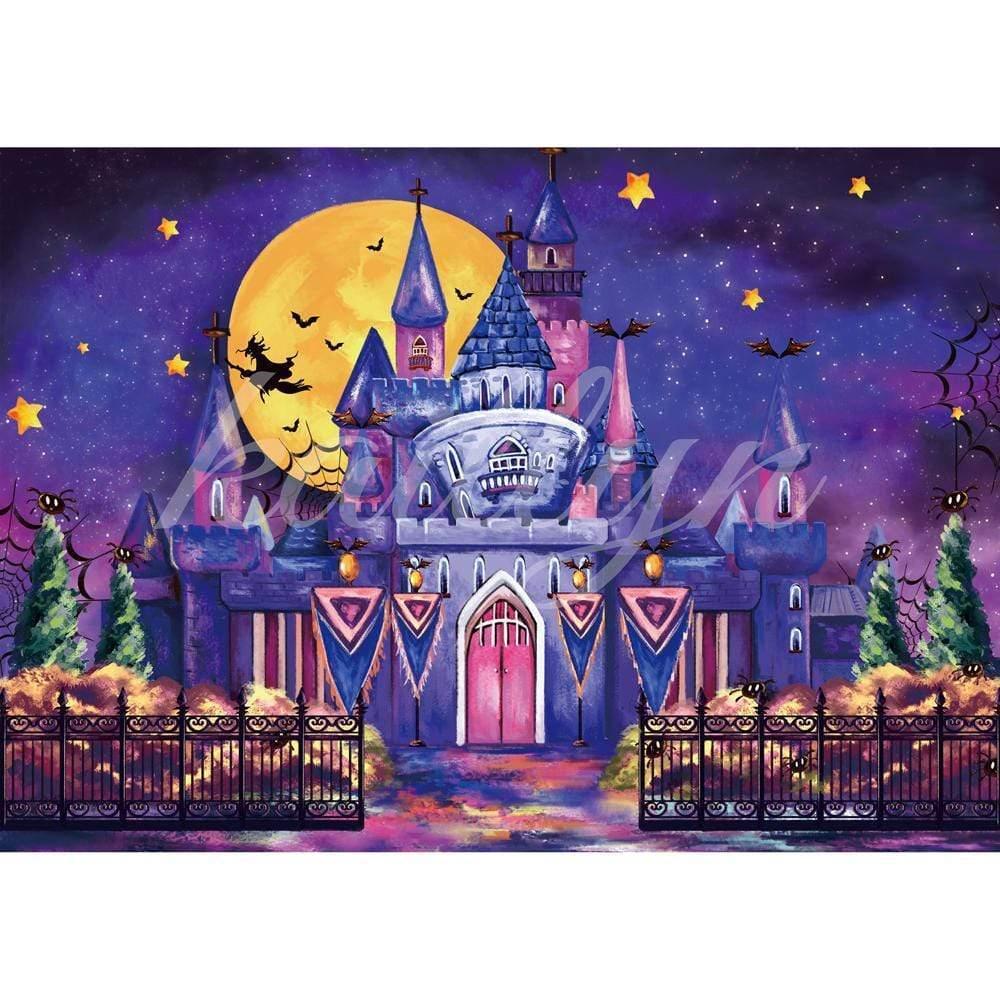 Allenjoy Halloween Castle  Backdrop Hand-Painted Pumkin for Children Birthday - Allenjoystudio