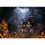 Allenjoy Witch House Pumpkin Lantern Cemetry Backdrop