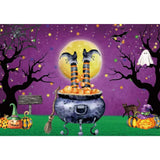 Allenjoy Halloween Magic Witch Wizard Pumkin Purple Backdrop for Kids