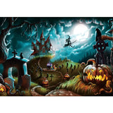 Allenjoy Halloween Night Moon Witch Graveyard Photography Backdrop - Allenjoystudio
