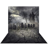 Allenjoy Halloween Tombstone Castle Grave Slightly Gloomy Backdrop