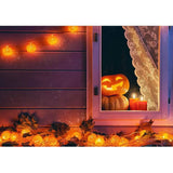 Allenjoy Halloween Window Cute Pumpkin Candle Light Bulb Backdrop