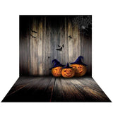 Allenjoy Halloween Pumpkin Bats Spider Webs Wooden Backdrop for kids