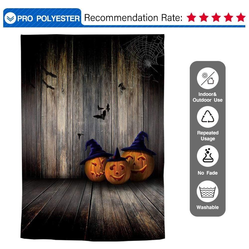Allenjoy Halloween Pumpkin Bats Spider Webs Wooden Backdrop for kids - Allenjoystudio