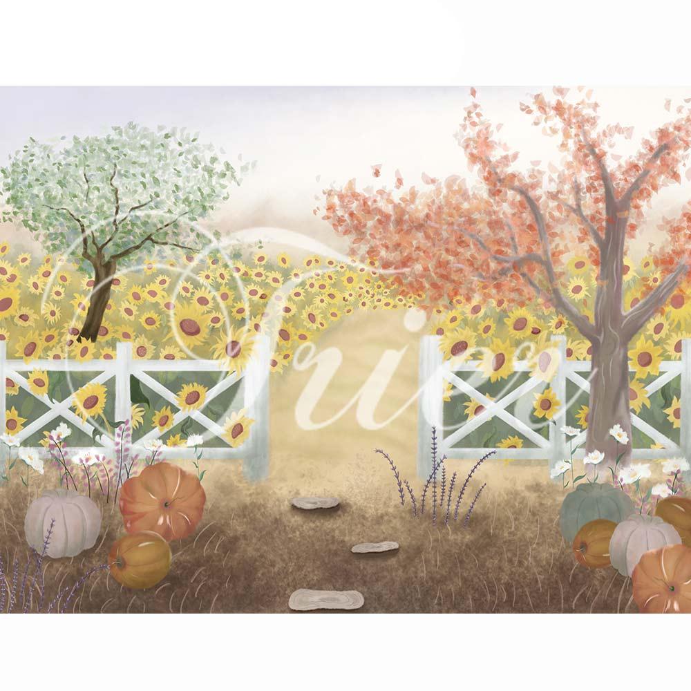 Allenjoy Hand Painted Farm Pumkin Maple Leaves for Thanksgiving day  Fall Autumn - Allenjoystudio