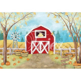 Allenjoy Hand Painted Farm Red House Pumkin Maple Leaves for Thanksgiving day Autumn