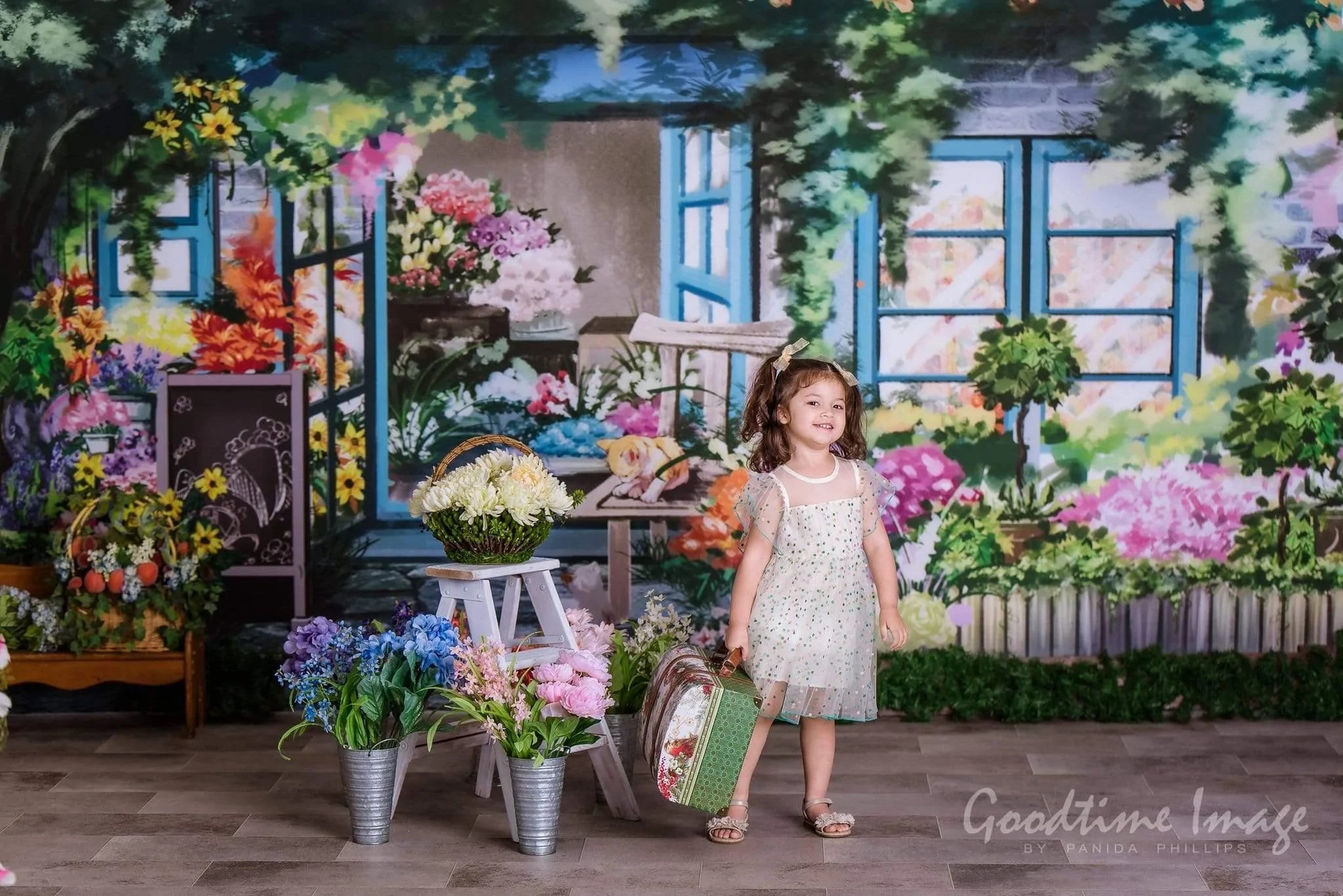 Allenjoy Hand Painted House Tree Cat Summer Flower Background - Allenjoystudio