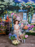 Allenjoy Hand Painted House Tree Cat Summer Flower Background - Allenjoystudio
