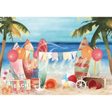 Allenjoy Hand Painted Summer Sand Beach Coconut Tree Surfboard for Children Photobooth
