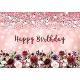 Allenjoy Happy 40th Pink Bokeh Floral Birthday Backdrop