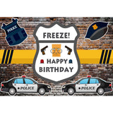 Allenjoy Happy Birthday Freeze Police Brick Wall Backdrop - Allenjoystudio