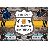 Allenjoy Happy Birthday Freeze Police Brick Wall Backdrop