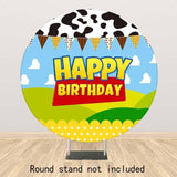 Allenjoy Happy Birthday Cartoon Round Backdrop - Allenjoystudio