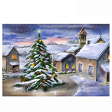 Allenjoy Village Christmas Tree Oil Painting Backdrop