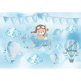 Allenjoy Hot Air Balloon Backdrop Dreamy Blue Bear for Baby - Allenjoystudio