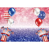 Allenjoy American Flag Balloons Fireworks  Independence Day Bokeh Backdrop - Allenjoystudio
