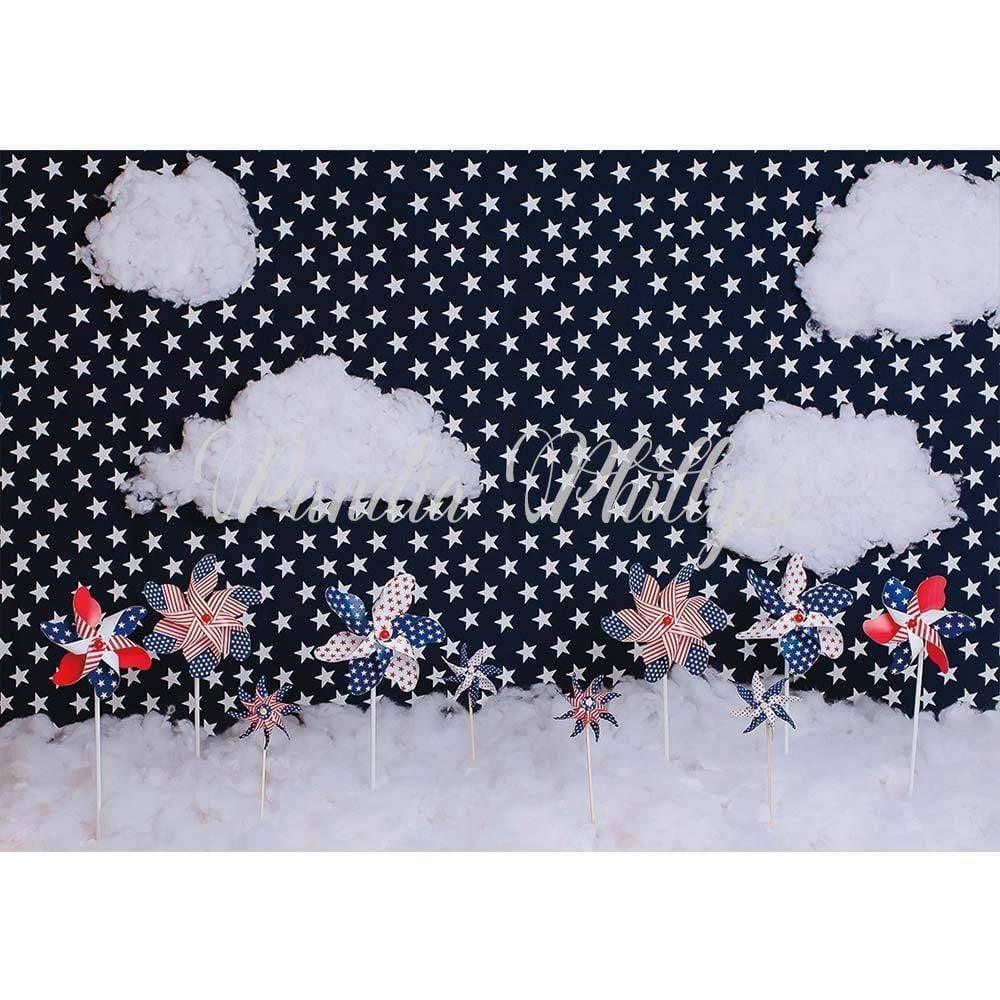 Allenjoy Independence Day Cute Dots Cloud Designed by Panida Phillips - Allenjoystudio