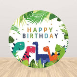 Allenjoy Jungle Dinosaur Round Backdrop for Birthday Party