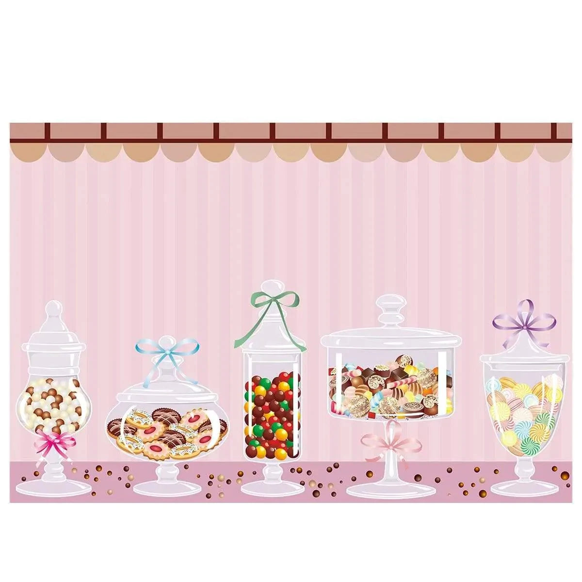 Allenjoy Kids Background for Candy Bar Pink Stripes Colorful Sweets Bow-knots Birthday - Allenjoystudio