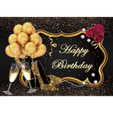 Allenjoy 60th Gold Heels Champagne Glass Black Birthday Backdrop
