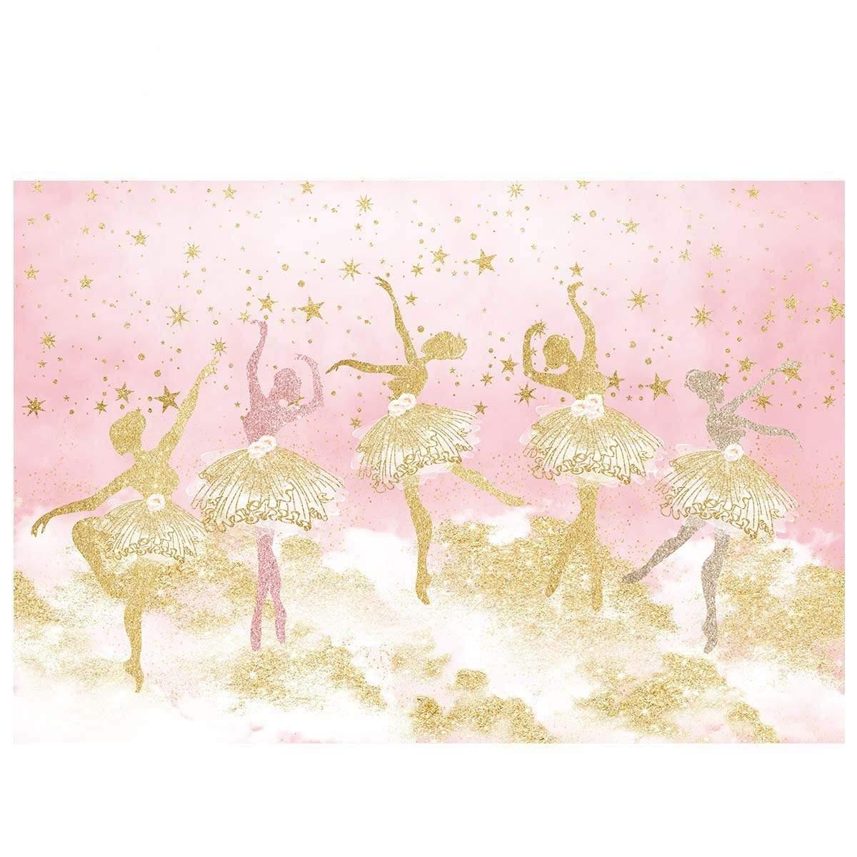 Allenjoy Luxury Ballet Golden Pink Stars Backdrop for Girls - Allenjoystudio