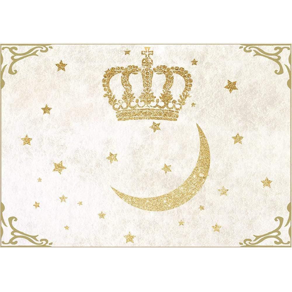 Allenjoy Marble Backdrop Golden Crown and Moon Twinkle Little Stars Old Cream Texture - Allenjoystudio
