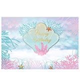 Allenjoy Mermaid Backdrop Shell Seabed Coral Fairy Tale Dreamy Photo Shoot Photocall