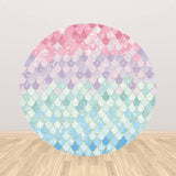 Allenjoy Mermaid Scales Round Backdrop for Girl Birthday Party