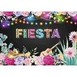 Allenjoy Mexcian Fiesta Backdrop Cinco De Mayo Carnival Colorful Flags Floral Banner - Allenjoystudio