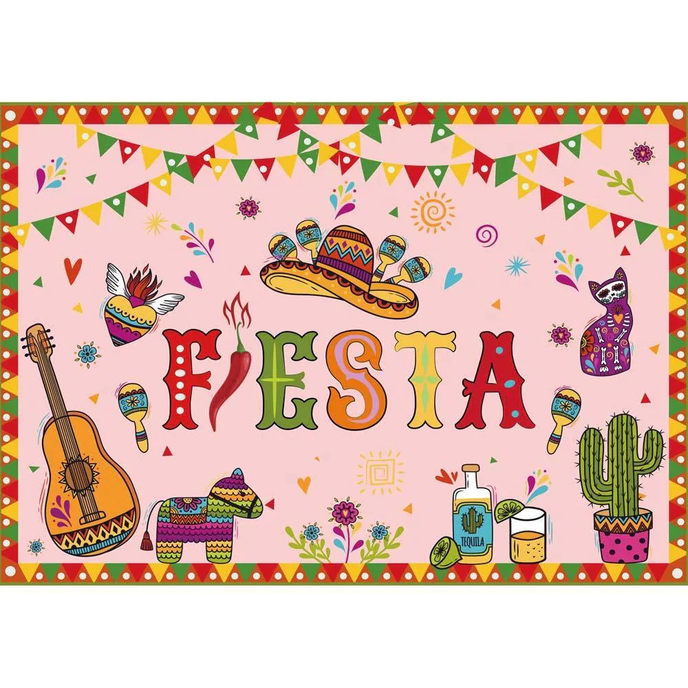 Allenjoy Mexican Fiesta Party Backdrop Mexico Colorful Flgs Cinco De Mayo - Allenjoystudio